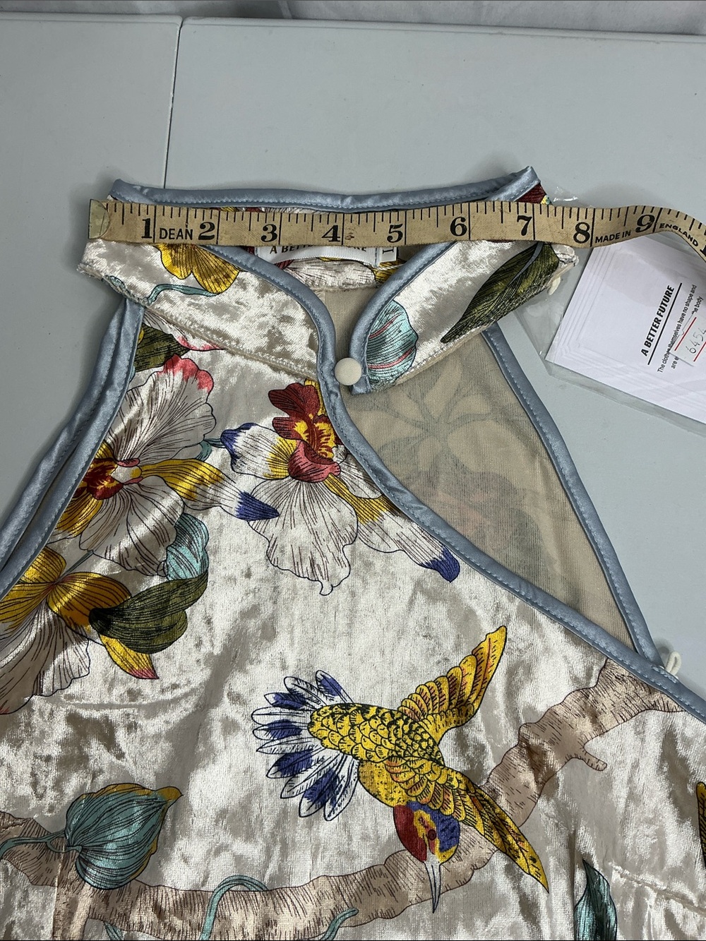 2067 - One-Shoulder Blue & Floral Bias Maxi Dress - Picture 6 of 10